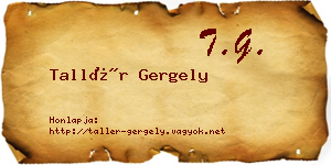 Tallér Gergely névjegykártya